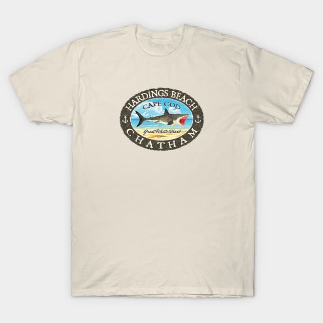 Hardings Beach, Chatham, Massachusetts, (Cape Cod) Great White Shark T-Shirt by jcombs